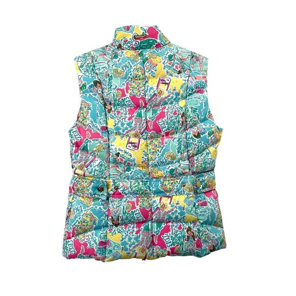 Lilly Pulitzer Lauren down Puffer Vest In the Beginning print Size XS - Picture 9 of 10